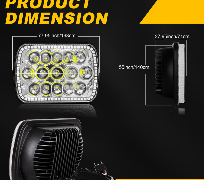 Nicoko 45w 7x6 RGB Chasing Headlights ,5x7 Led headlights High/Low Beam with Bluetooth Music &Remote control