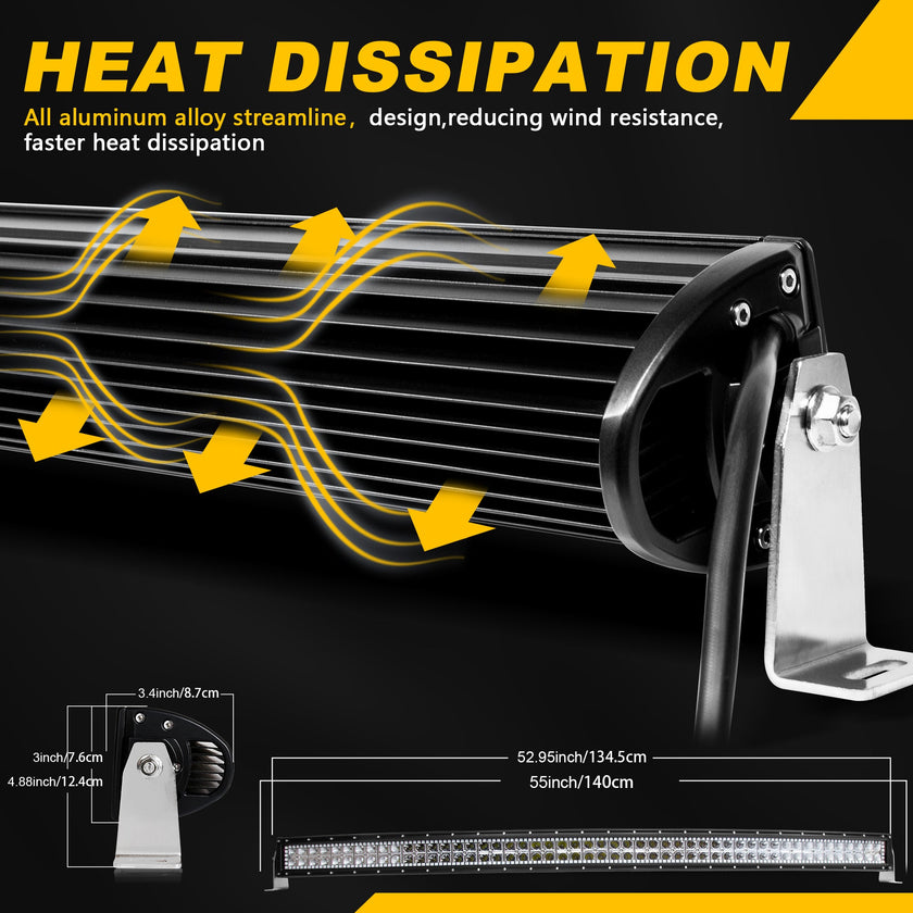 52INCH 3000W 12D Tri-Row Curved LED LIGHT BAR Spot Flood COMBO VS - Foto 6