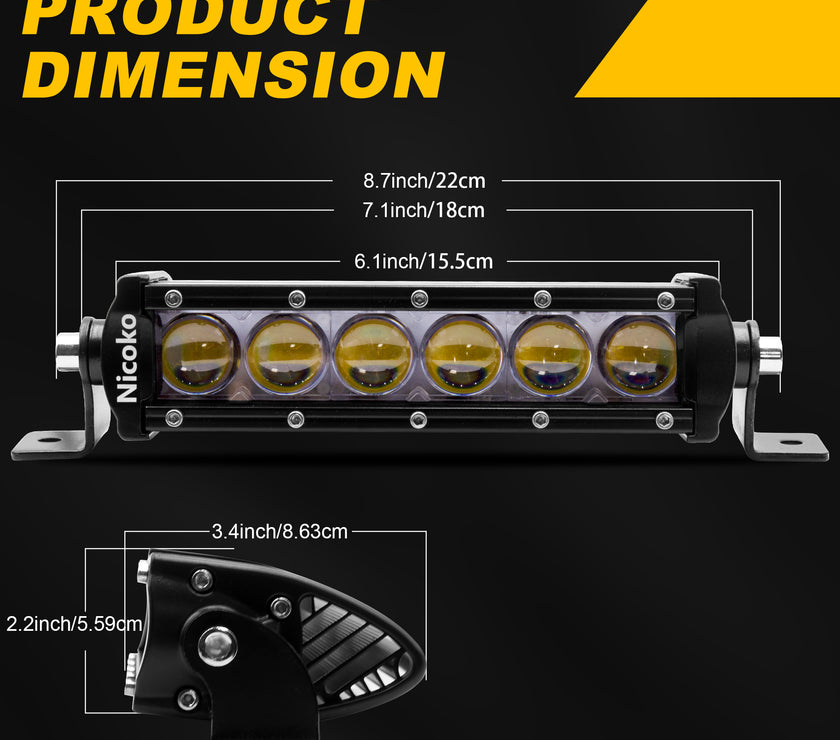 Nicoko 7inch 30w single row light bar with chasing function Bluetooth&Remote controlled (pack2)