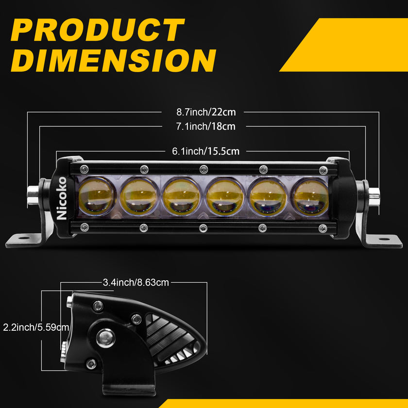 Nicoko 7inch 30w single row light bar with chasing function Bluetooth&Remote controlled (pack2)