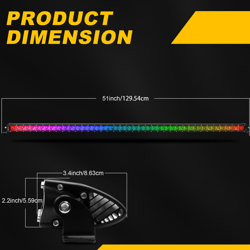 Nicoko 250w single row light bar with chasing function Bluetooth&Remote controlled