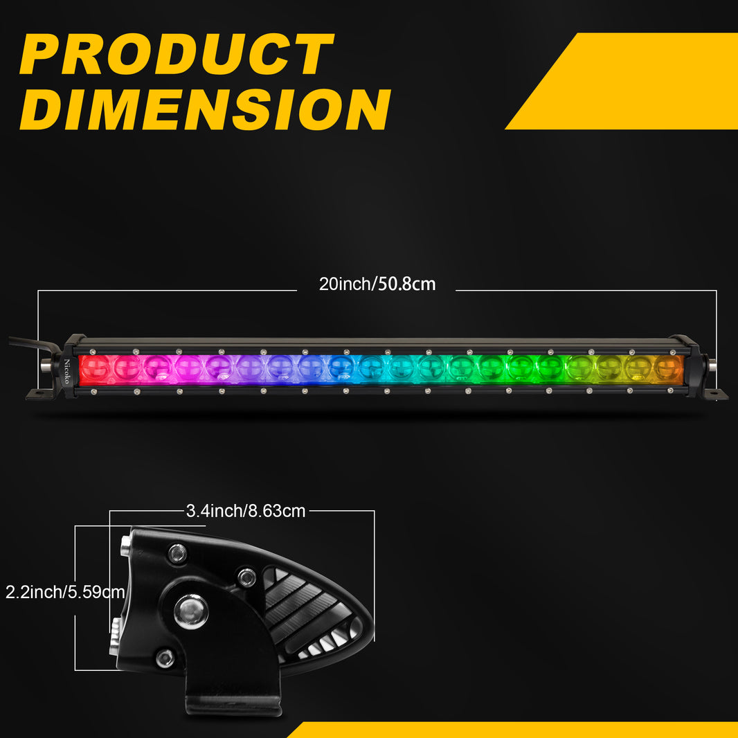 Nicoko 100w single row light bar with chasing function Bluetooth&Remote controlled