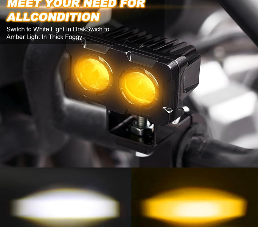 Nicoko 3inch 60w LED Driving Fog Lights Amber White Work Lights Pods Lights for Motorcycle Cars SUV ATV Truck Boat Tractor Forklift 3 Years W-arranty Pack 2