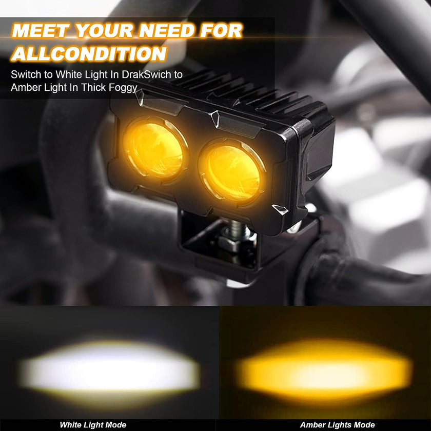 Nicoko 3inch 60w LED Driving Fog Lights Amber White Work Lights Pods Lights for Motorcycle Cars SUV ATV Truck Boat Tractor Forklift 3 Years W-arranty Pack 2