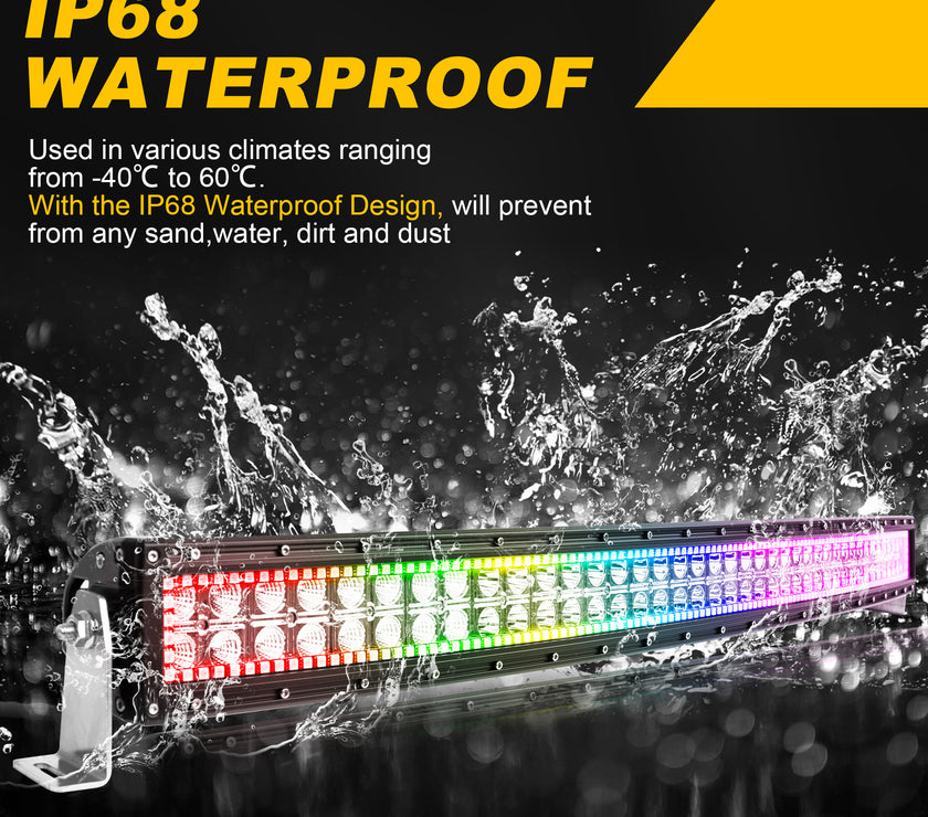 42 Inch 240W 24000LM Curved Double Row Spot Flood LED Light Bar with RGB Halo Ring