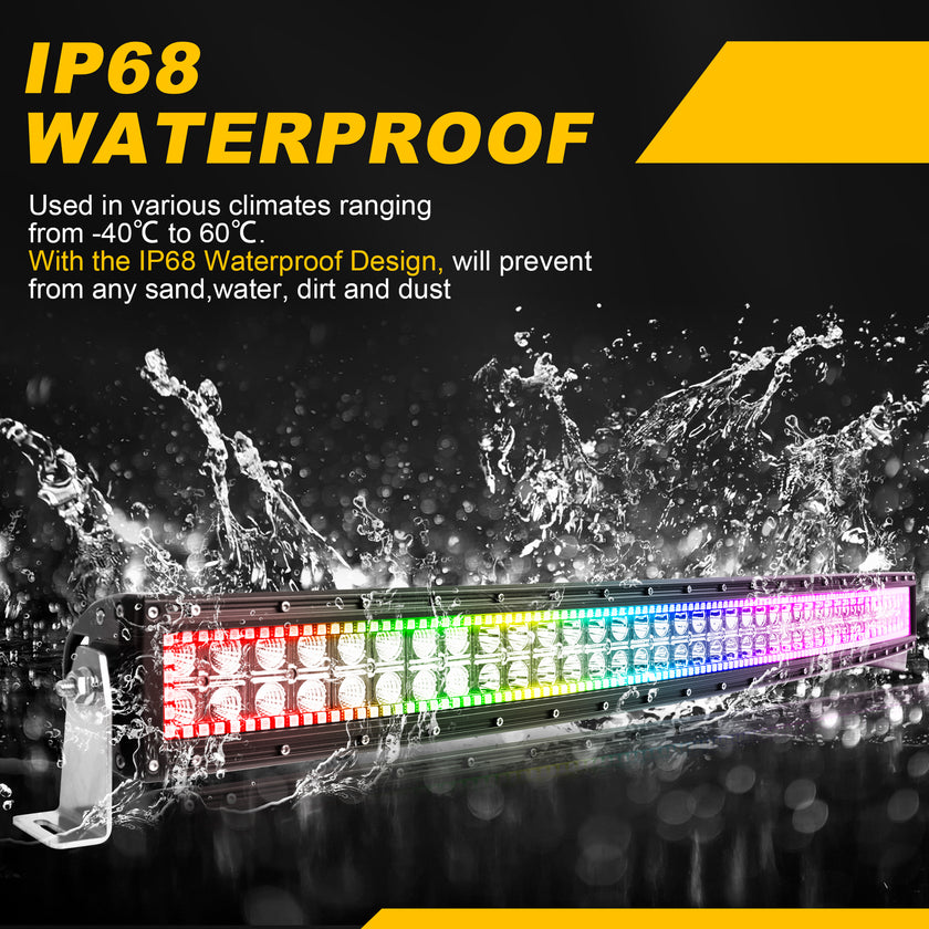 42 Inch 240W 24000LM Curved Double Row Spot Flood LED Light Bar with RGB Halo Ring