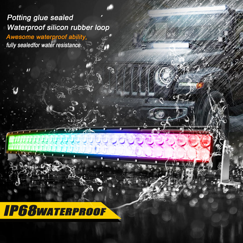 Nicoko 32" 180W Led Curved Chase Light Bar IP68 Waterproof Free Wiring Harness LED Strobe Flashing Light Bar Off Road Driving Fog Lamp for Jeeps, UTV, ATV, RZR, Trucks etc