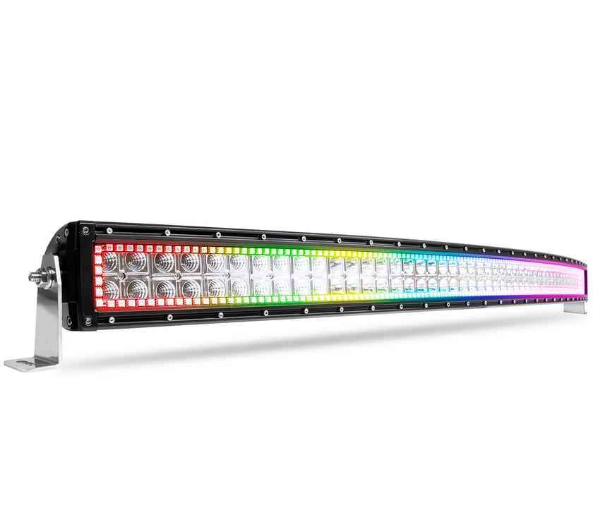 50 Inch 288W 28800LM Curved Double Row Spot Flood LED Light Bar with RGB Halo Ring
