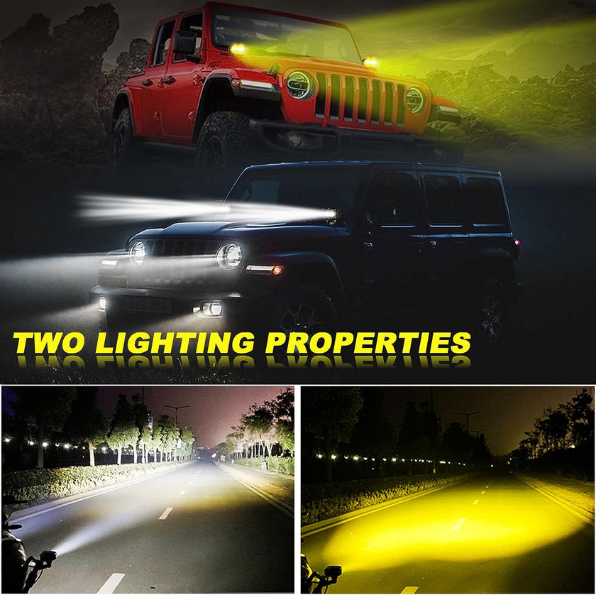 Nicoko LED Pods Lights Bar White Yellow Fog Lights Spot Beam 4inch 60W Work Lights for Motor SUV ATV Truck Boat Tractor Forklift 3 Years W-arranty Pack 2