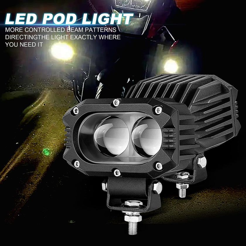 Nicoko LED Pods Lights Bar White Yellow Fog Lights Spot Beam 4inch 60W Work Lights for Motor SUV ATV Truck Boat Tractor Forklift 3 Years W-arranty Pack 2