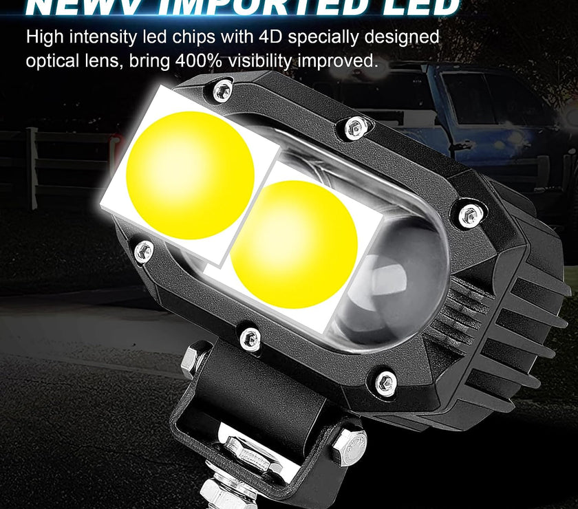 Nicoko LED Pods Lights Bar White Yellow Fog Lights Spot Beam 4inch 60W Work Lights for Motor SUV ATV Truck Boat Tractor Forklift 3 Years W-arranty Pack 2