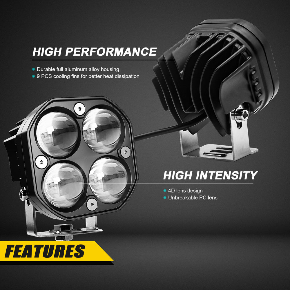 Nicoko 40W LED Spotlight Light Pods: Ultra Strong 4D Lens Design Pods