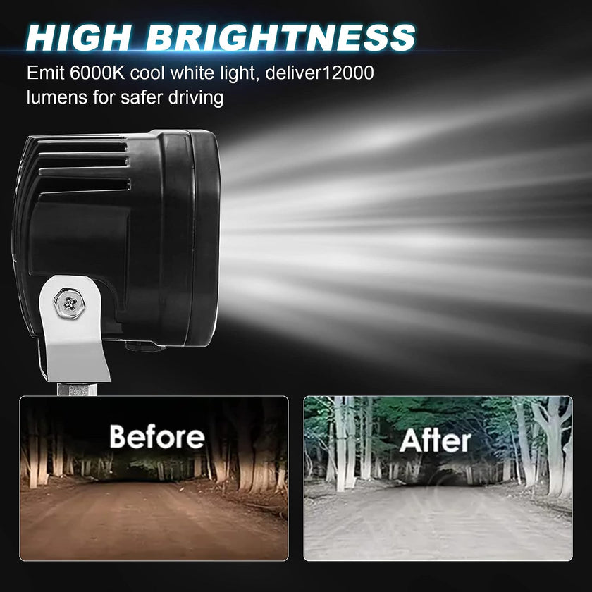 Nicoko Super Bright 40W LED Light Pods 2PCS Led Off Road Spotlight 4000LM Driving Light Led Work Light for Trucks, IP68 Waterproof