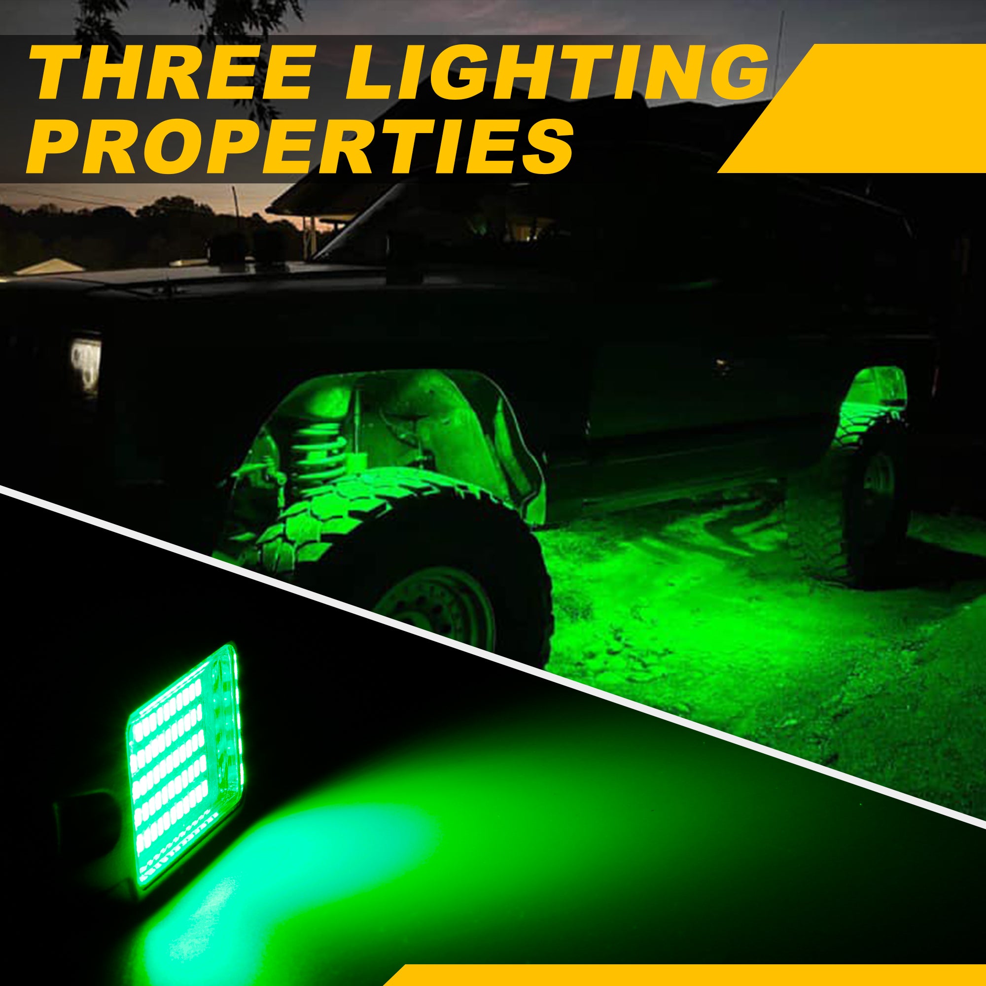 Nicoko 4Pods Pure Green 72 LEDs SMD Chips 72w High Power Rock Lights K