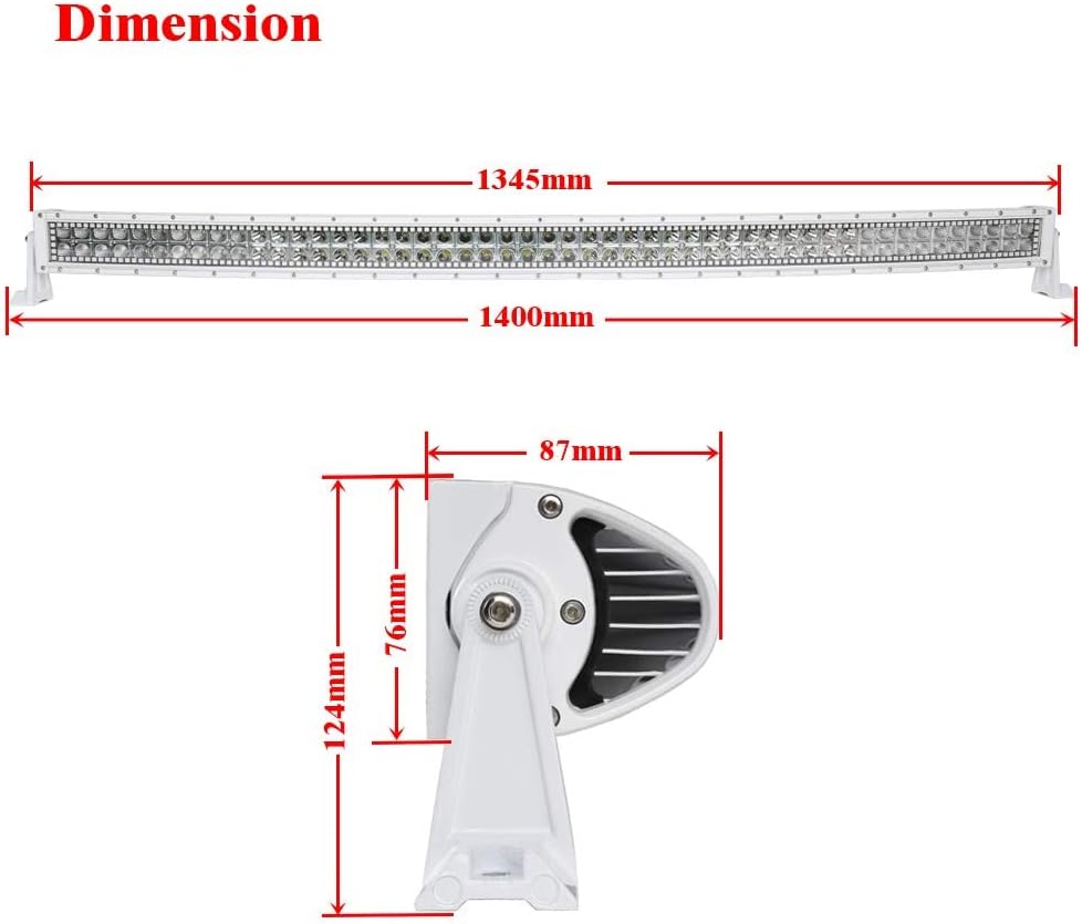 Nicoko Bluetooth 52inch 300w Curved white housing Led Light Bar with C