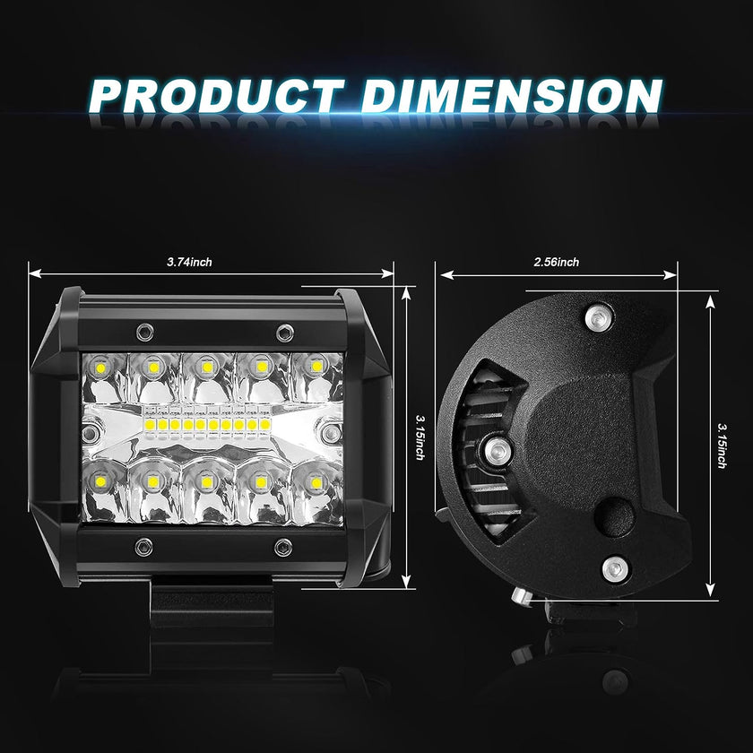 Nicoko 60W 4inch LED Light Pods 2PCS Led Off Road Spotlight 6000LM Super Bright Driving Light Led Work Light for Trucks, IP68 Waterproof