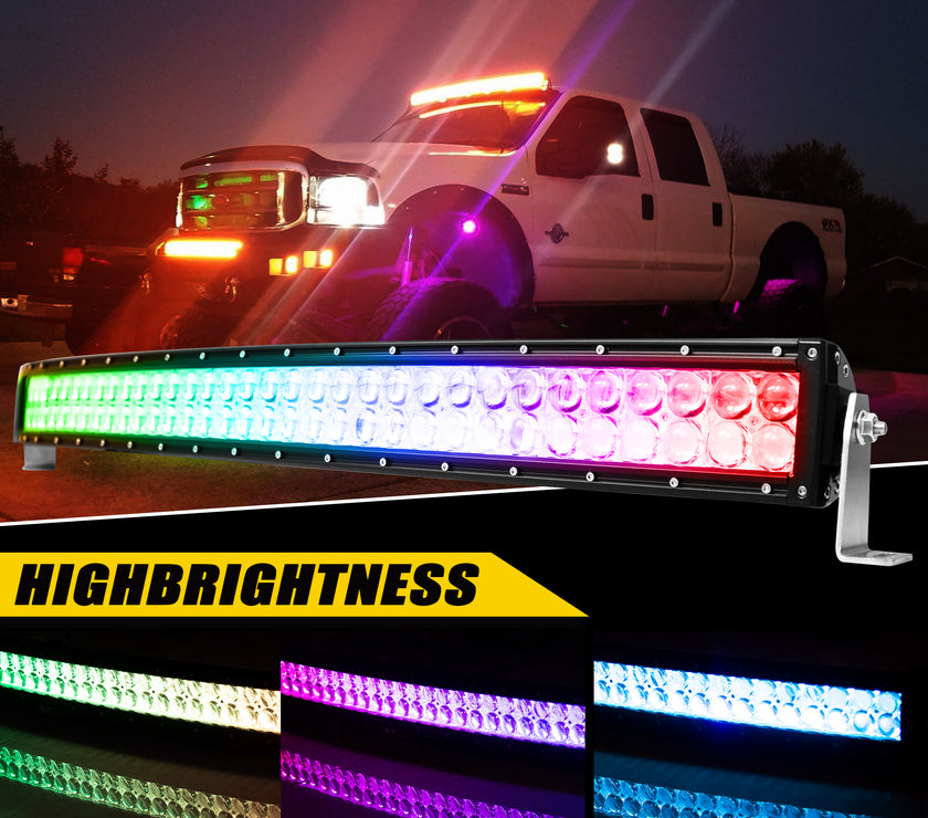 Nicoko 32" 180W Led Curved Chase Light Bar IP68 Waterproof Free Wiring Harness LED Strobe Flashing Light Bar Off Road Driving Fog Lamp for Jeeps, UTV, ATV, RZR, Trucks etc