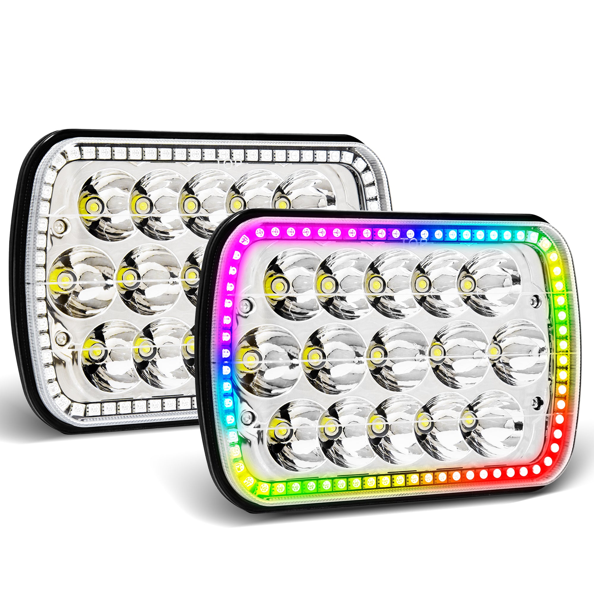 Nicoko 45w 7x6 RGB Chasing Headlights ,5x7 Led headlights High/Low Bea