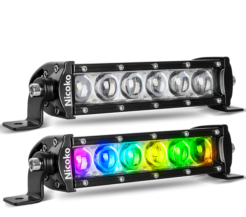 Nicoko 7inch 30w single row light bar with chasing function Bluetooth&Remote controlled (pack2)