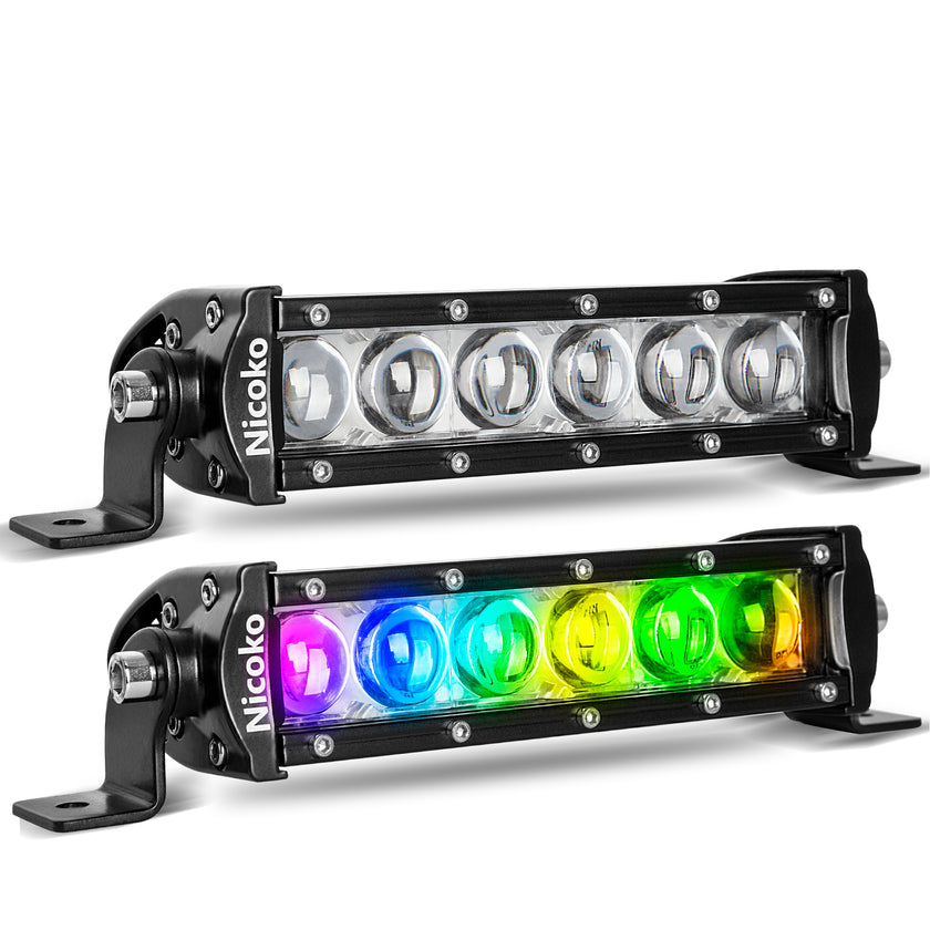 Nicoko 7inch 30w single row light bar with chasing function Bluetooth&Remote controlled (pack2)