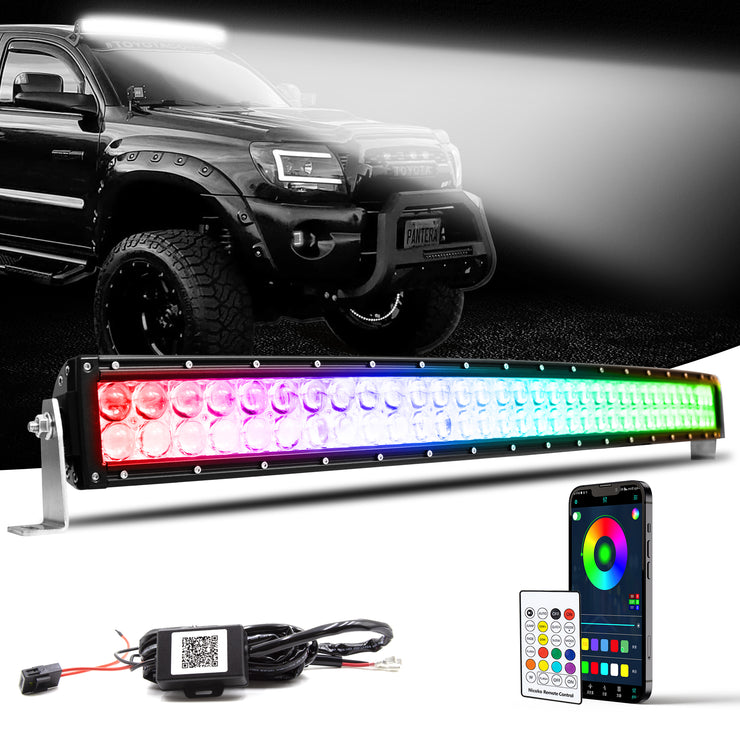 Nicoko 32" 180W Led Curved Chase Light Bar IP68 Waterproof Free Wiring Harness LED Strobe Flashing Light Bar Off Road Driving Fog Lamp for Jeeps, UTV, ATV, RZR, Trucks etc