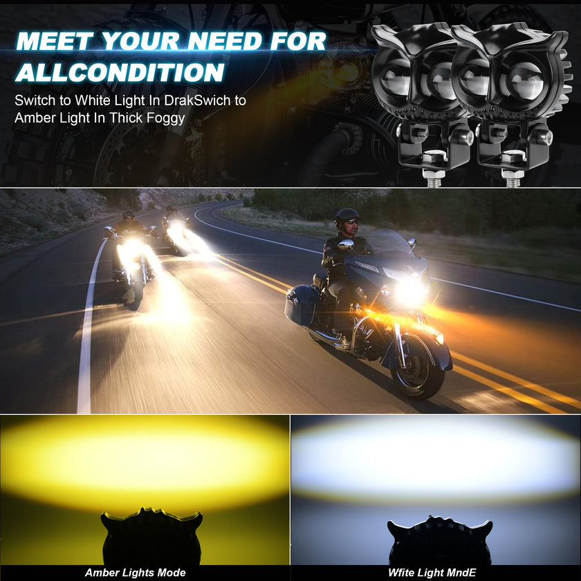 Test Light 12v 2X Motorcycle Spot LED Light Auxiliary Headlight Driving Fog Hi/Lo White ATV SUV Ebike Light - Foto 2