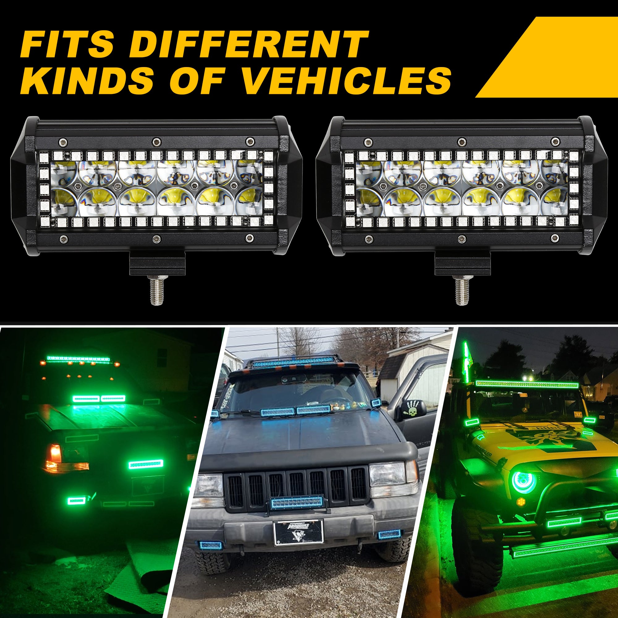 LED行燈24V Nicoko 7 inch 36w Led Light Bar with Chasing RGB Halo Bluetooth&Remote