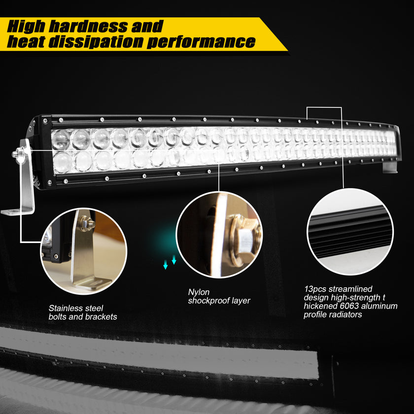 Nicoko 32" 180W Led Curved Chase Light Bar IP68 Waterproof Free Wiring Harness LED Strobe Flashing Light Bar Off Road Driving Fog Lamp for Jeeps, UTV, ATV, RZR, Trucks etc