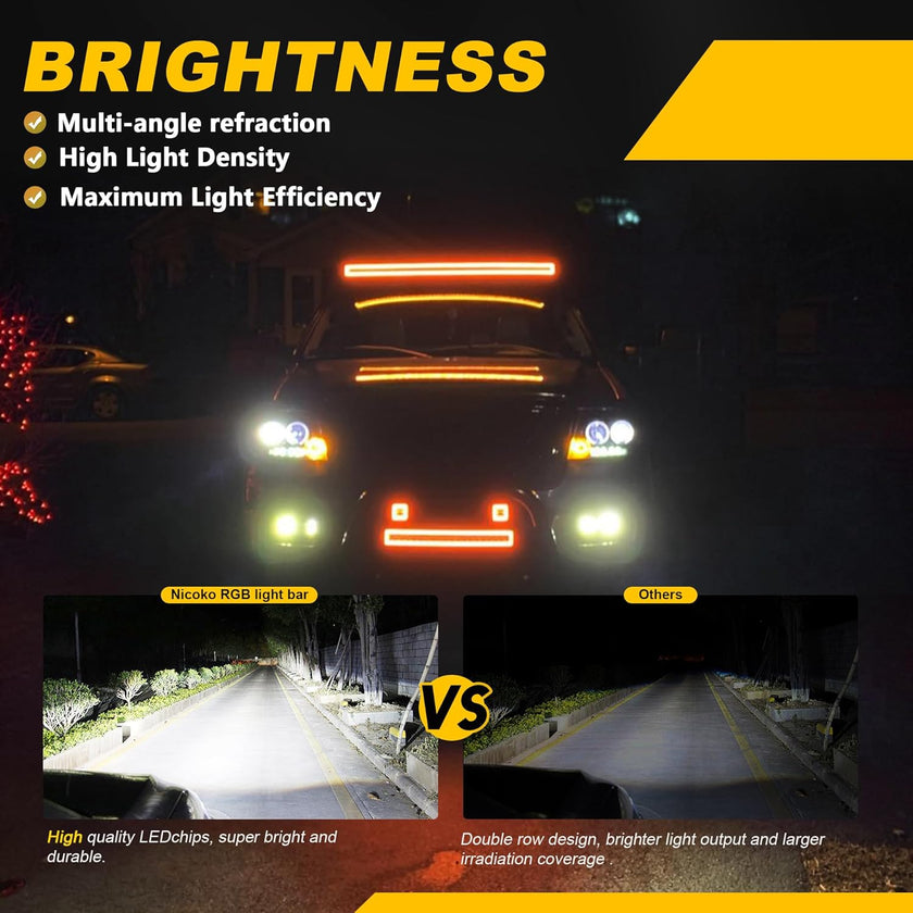 32 Inch 180W 18000LM Curved Double Row Spot Flood LED Light Bar with RGB Halo Ring