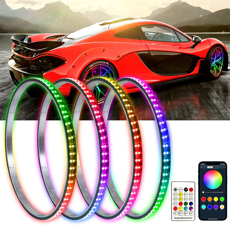 Nicoko 15.5'' LED Flow Wheel Ring Lights with APP&Remote Control