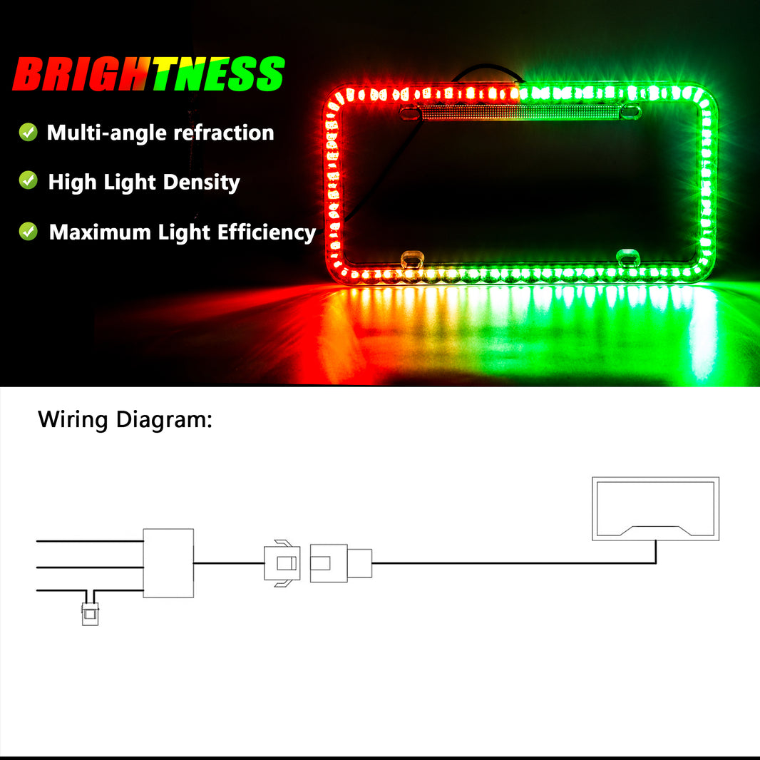 Nicoko Smoked Lens License Plate Lights with 104 RGBs Multicolour LED Chasing Halo with Brake Function APP&Remote Control IP68 Waterproof for Car Trailer UTV ATV Truck (pack2)