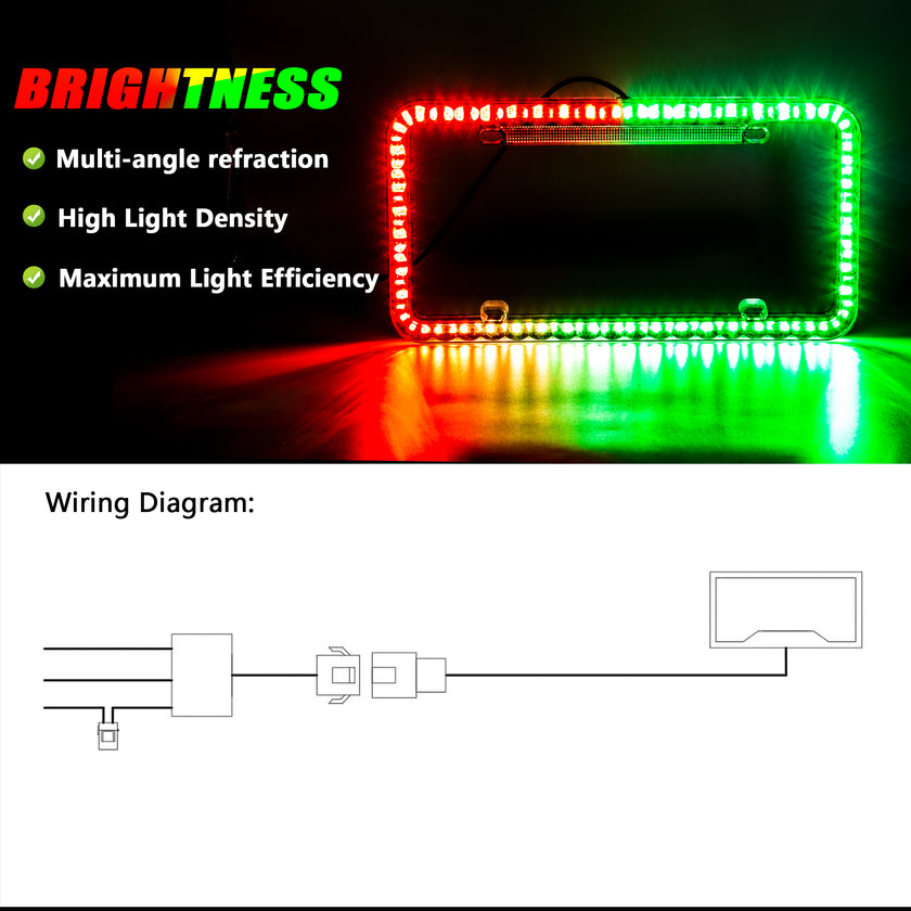 Nicoko Smoked Lens License Plate Lights with 104 RGBs Multicolour LED Chasing Halo with Brake Function APP&Remote Control IP68 Waterproof for Car Trailer UTV ATV Truck (1pcs)