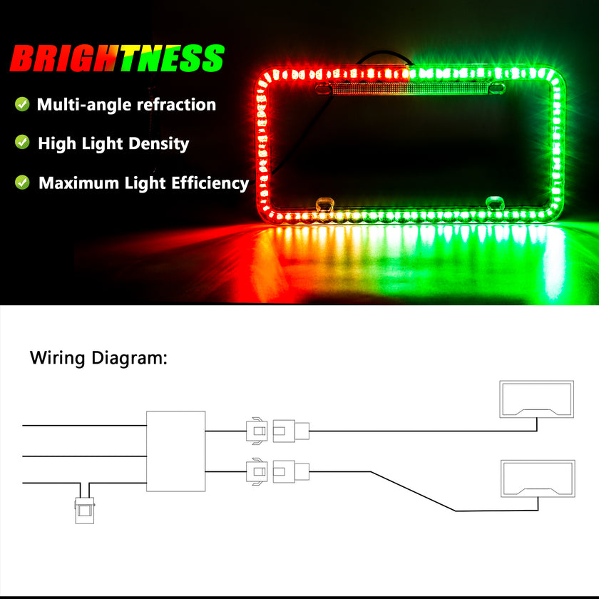 Nicoko Smoked Lens License Plate Lights with 104 RGBs Multicolour LED Chasing Halo with Brake Function APP&Remote Control IP68 Waterproof for Car Trailer UTV ATV Truck (pack2)