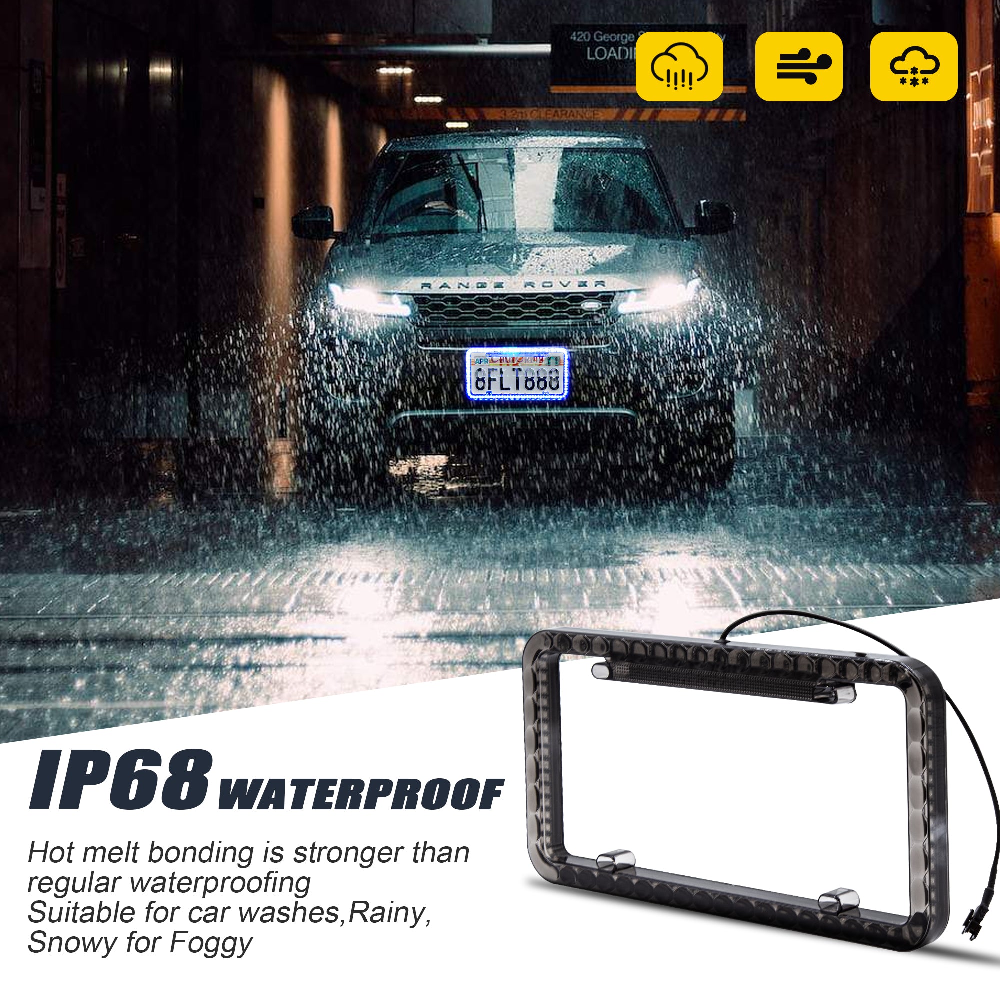 Nicoko Smoked Lens License Plate Lights with 104 RGBs Multicolour LED