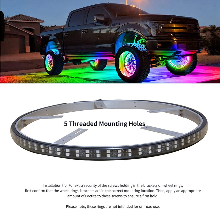 Nicoko 15.5'' LED Flow Wheel Ring Lights with APP&Remote Control