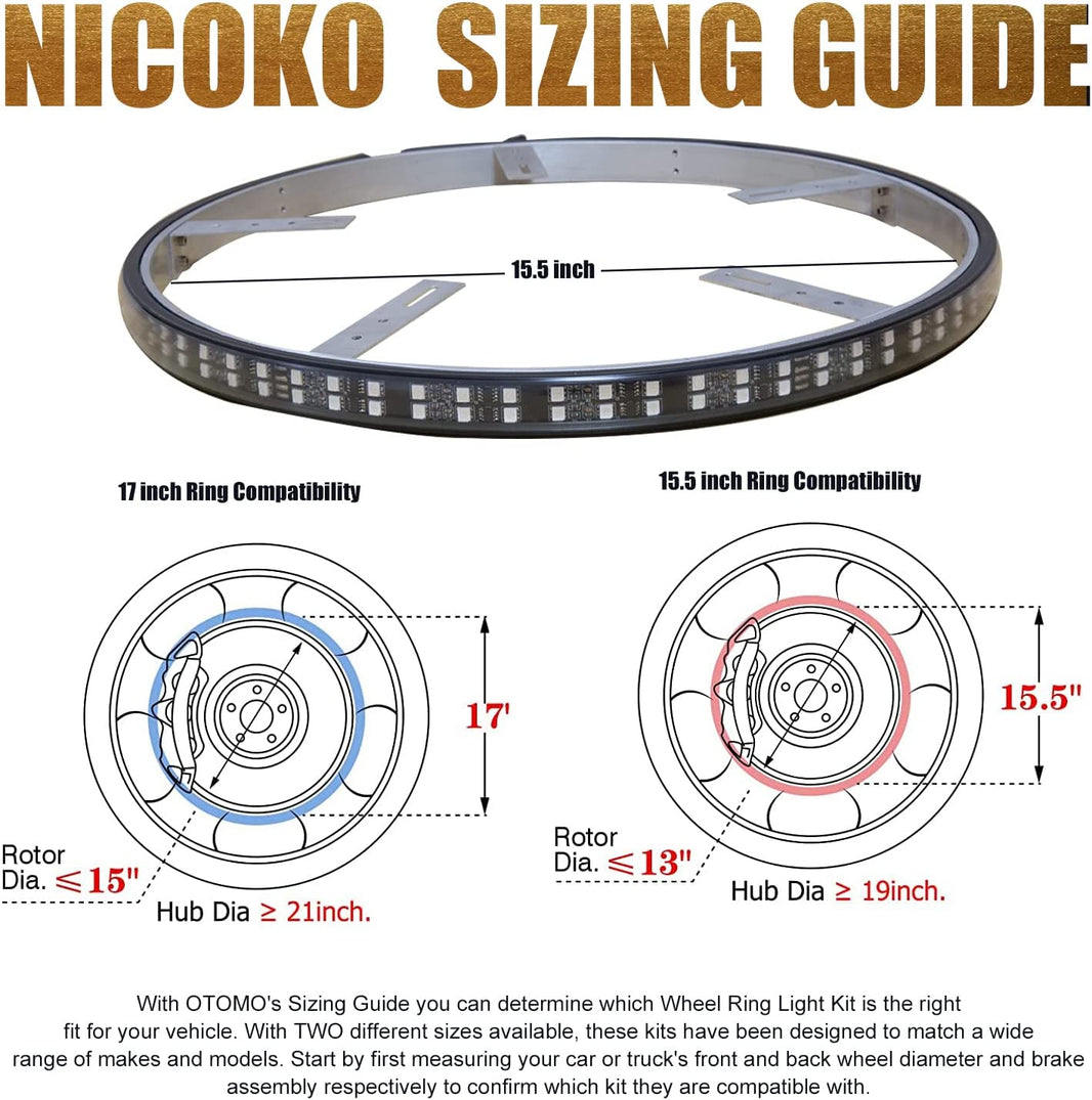 Nicoko 15.5'' LED Flow Wheel Ring Lights with APP&Remote Control