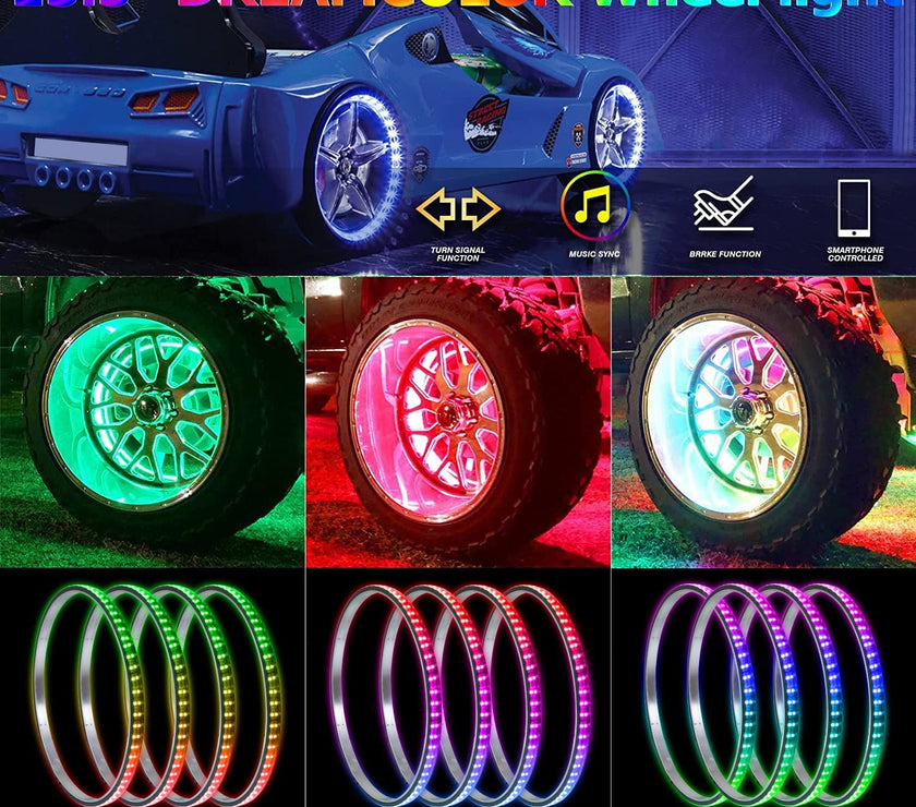 Nicoko 15.5'' LED Flow Wheel Ring Lights with APP&Remote Control