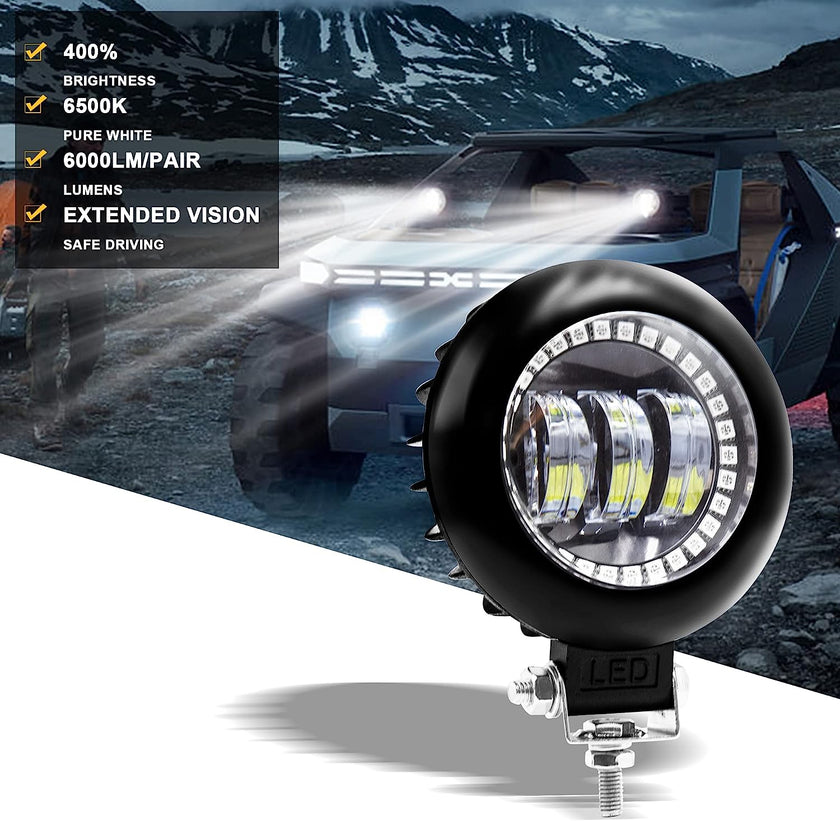 Nicoko Round LED Offroad Lights 30W RGBW Color Change Light Pods Round Nicoko Round LED Offroad Lights 30W RGBW Color Change Light Pods Round