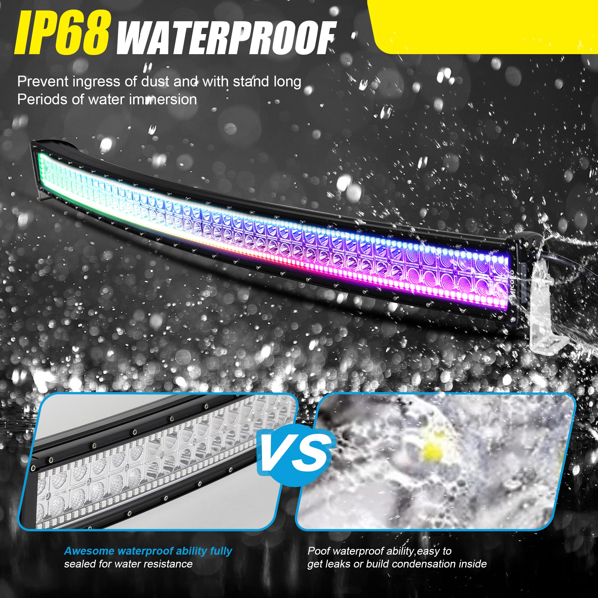 32 Inch 180W 18000LM Curved Amber White Double Row Spot Flood LED Ligh