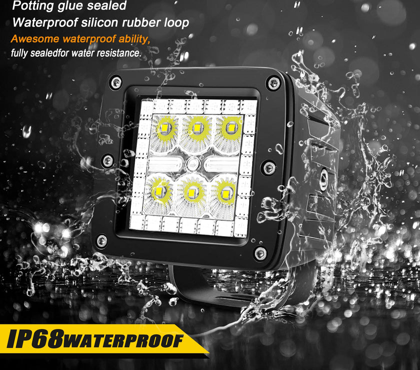 Nicoko 3inch 18W Flood Beam Square Pod Lights 2PCS