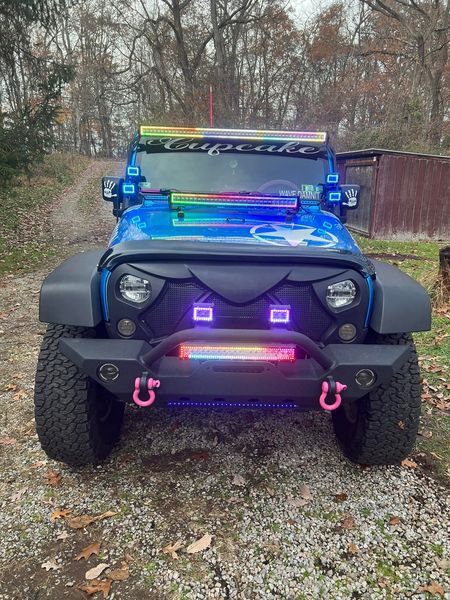 DOT Approved Nicoko Bluetooth app control 7" LED RGB Headlight Headlamp Flashing Muticolor RGB Chasing Angel Eye Halo with Music Function for Wrangler JK LJ CJ TJ Rubicon