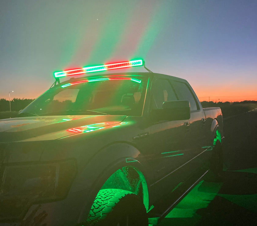 50 Inch 288W 28800LM Curved Double Row Spot Flood LED Light Bar with RGB Halo Ring