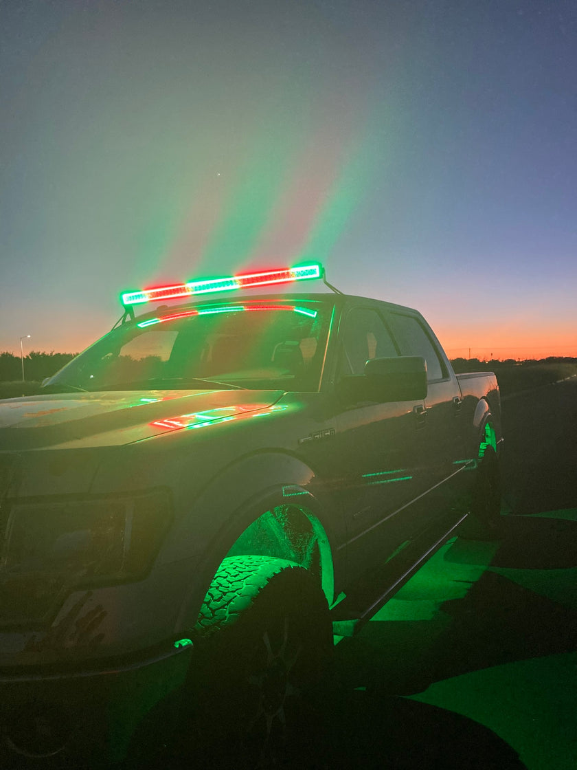 50 Inch 288W 28800LM Curved Double Row Spot Flood LED Light Bar with RGB Halo Ring