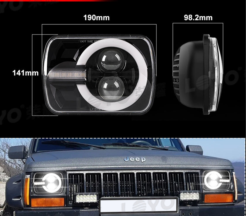 75W 5x7 inch LED Ping Pong Square Light for 7 inch Jeep Wrangler car square light truck conversion square light