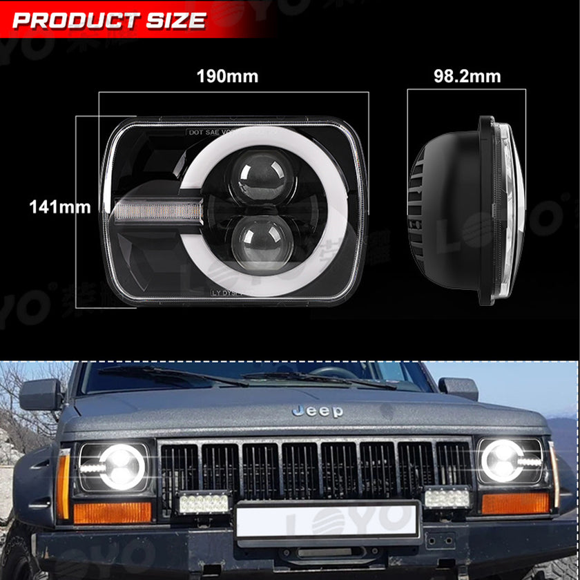 75W 5x7 inch LED Ping Pong Square Light for 7 inch Jeep Wrangler car square light truck conversion square light