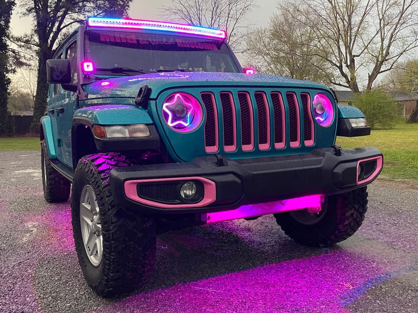50 Inch 288W 28800LM Curved Double Row Spot Flood LED Light Bar with RGB Halo Ring