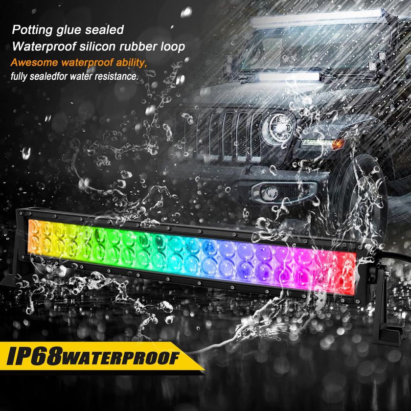 Nicoko 22" 120W Led Curved Chase Light Bar IP68 Waterproof Free Wiring Harness LED Strobe Flashing Light Bar Off Road Driving Fog Lamp for Jeeps, UTV, ATV, RZR, Trucks etc