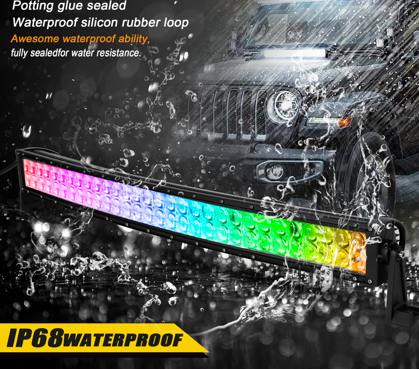 Nicoko 32" 180W Led Straight Chase Light Bar IP68 Waterproof Free Wiring Harness LED Strobe Flashing Light Bar Off Road Driving Fog Lamp for Jeeps, UTV, ATV, RZR, Trucks etc
