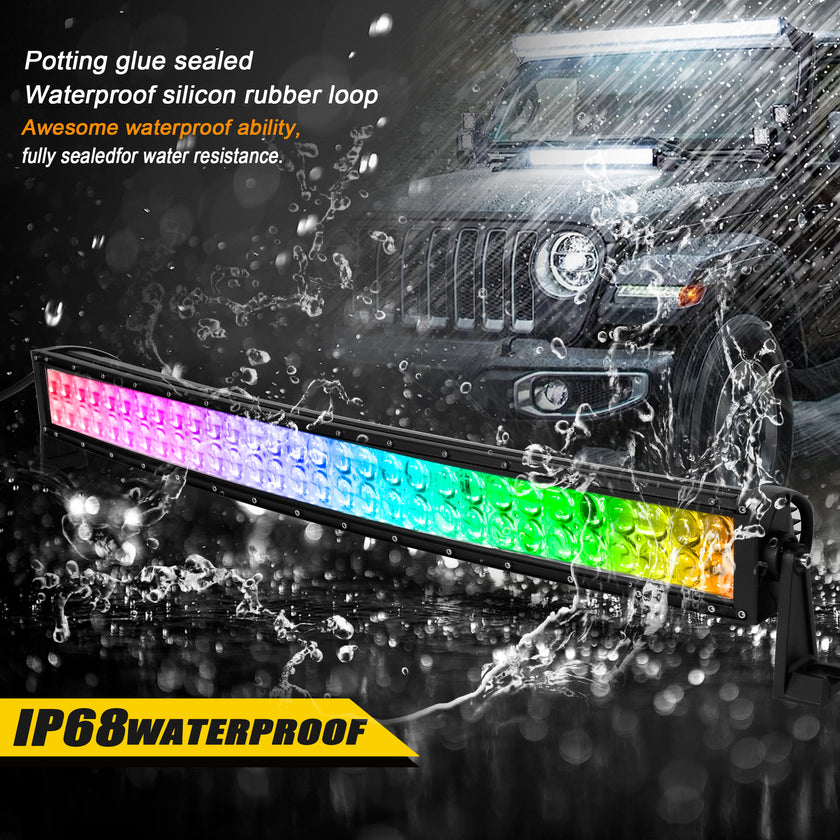 Nicoko 32" 180W Led Straight Chase Light Bar IP68 Waterproof Free Wiring Harness LED Strobe Flashing Light Bar Off Road Driving Fog Lamp for Jeeps, UTV, ATV, RZR, Trucks etc