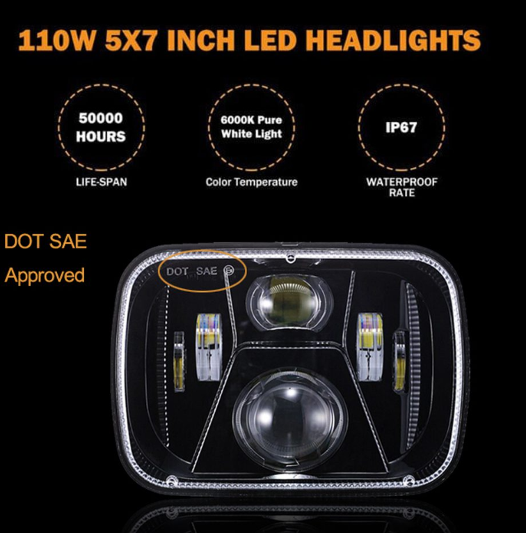 Fit for truck jeep 5X7 inch LED diamond square lights headlights LED car modified low and high beam